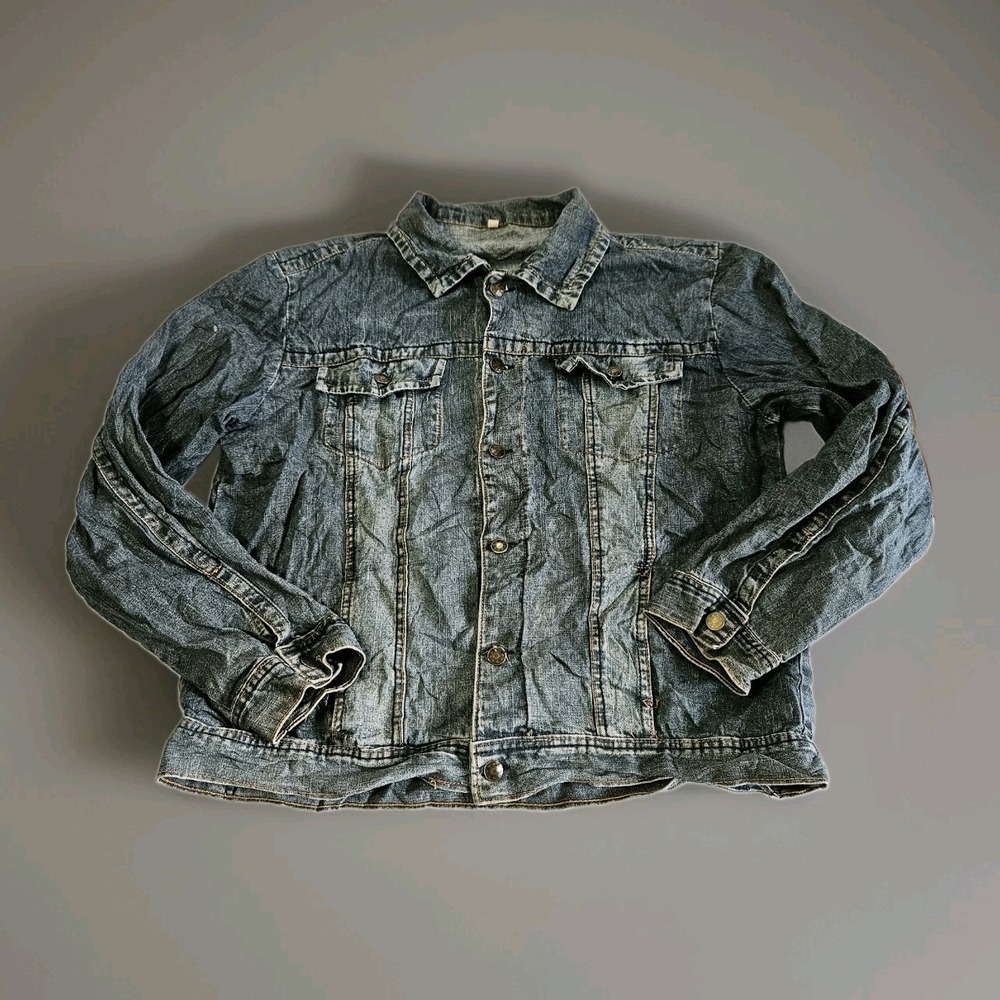 Vintage Jean Jacket Men's Size XL Gray Biker Style Fashionable Timeless Piece